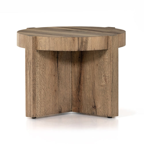 Bingham End Table Rustic Oak Veneer Side View