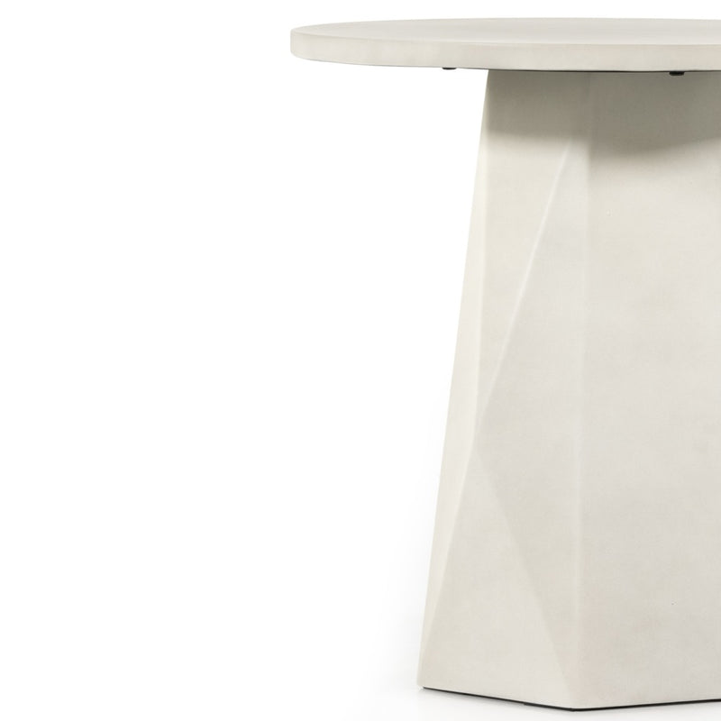 Bowman Outdoor End Table White Concrete Geometric Base