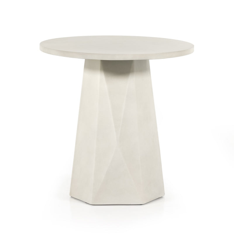 Bowman Outdoor End Table White Concrete Side View