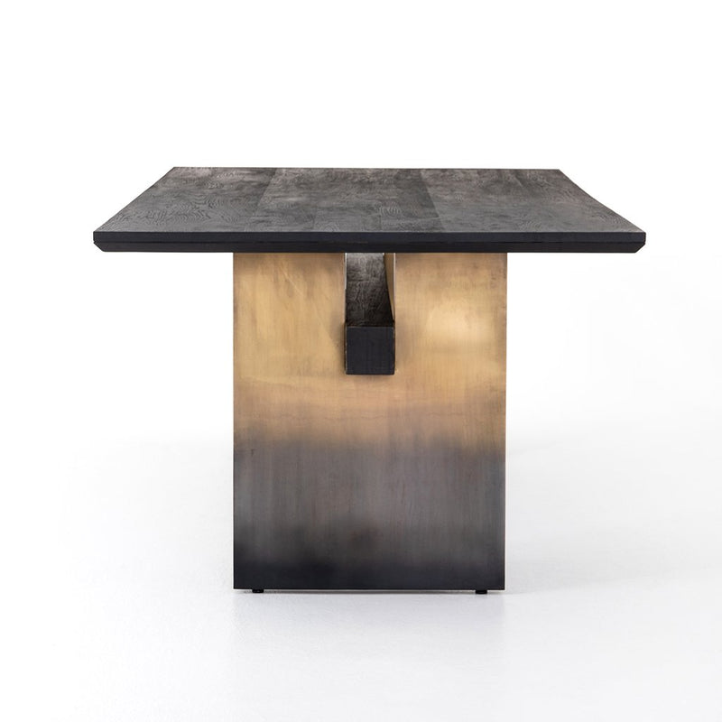 Brennan Black Oak Dining Table End View