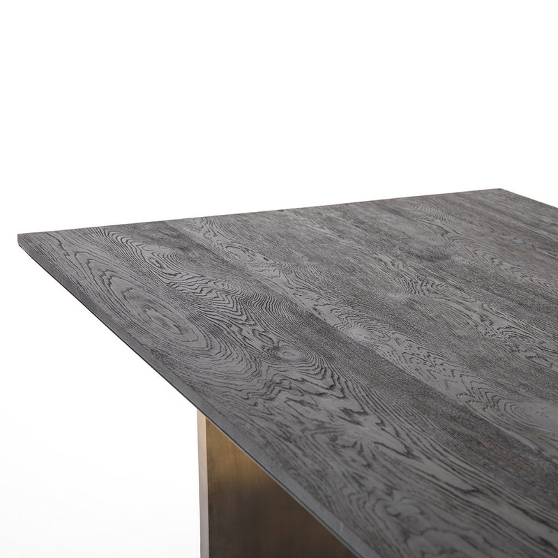 Brennan Black Oak Dining Table Top Detail