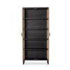 Four Hands Caprice Tall Cabinet Black Wash Mango Open Doors