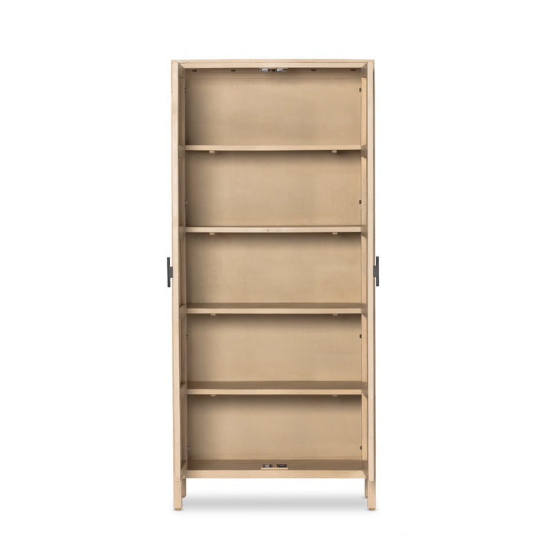 Four Hands Caprice Tall Cabinet Natural Mango Open Doors