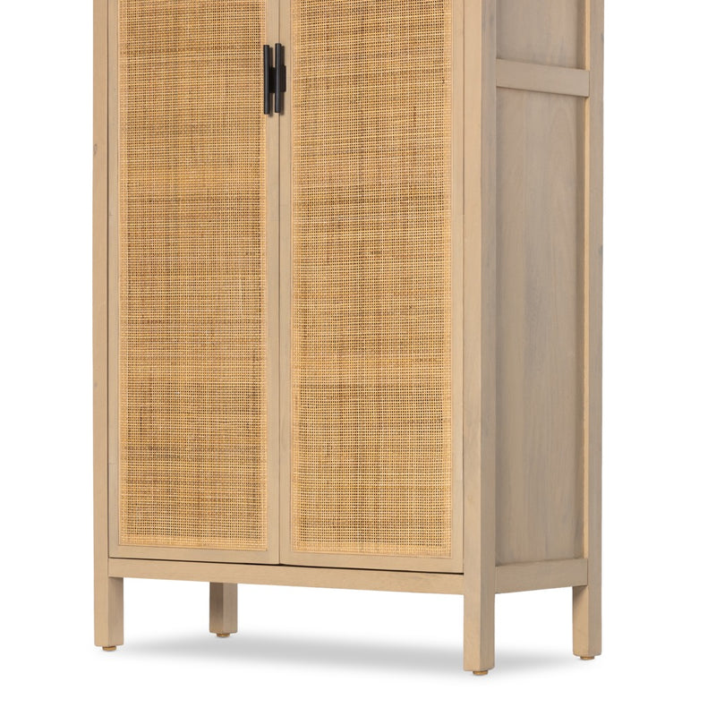 Four Hands Caprice Tall Cabinet Natural Mango Cane Door Panels