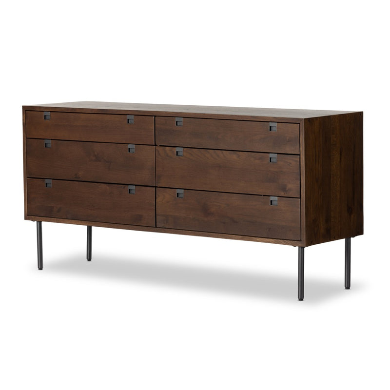 Carlisle 6 Drawer Dresser Russet Oak Angled View 101353-004
