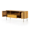 Carlisle Media Console Natural Oak Open Cabinets