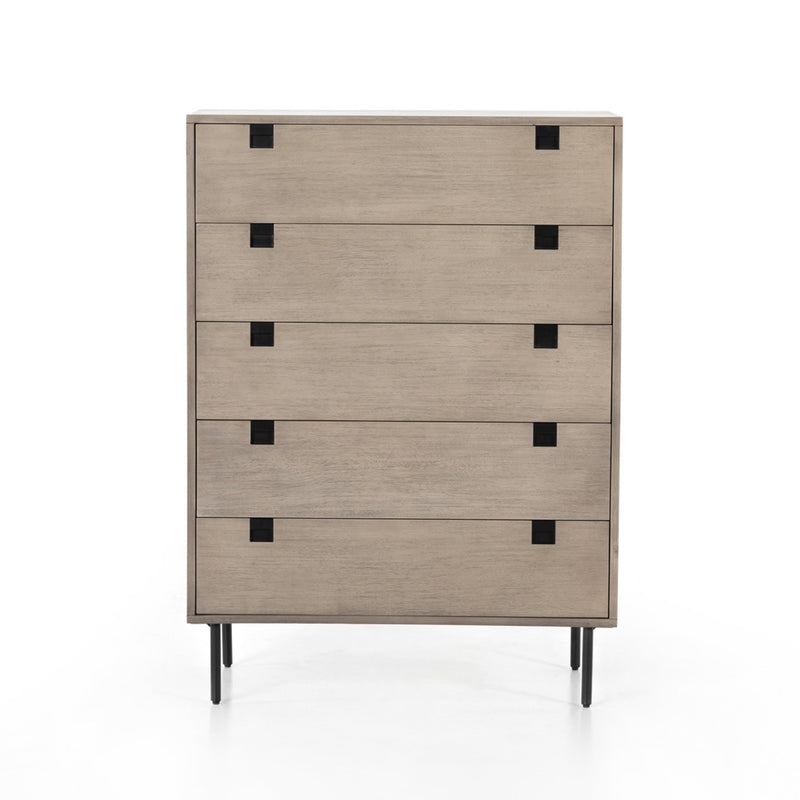 Carly 5 Drawer Dresser Grey Wash Front View VPTN-184
