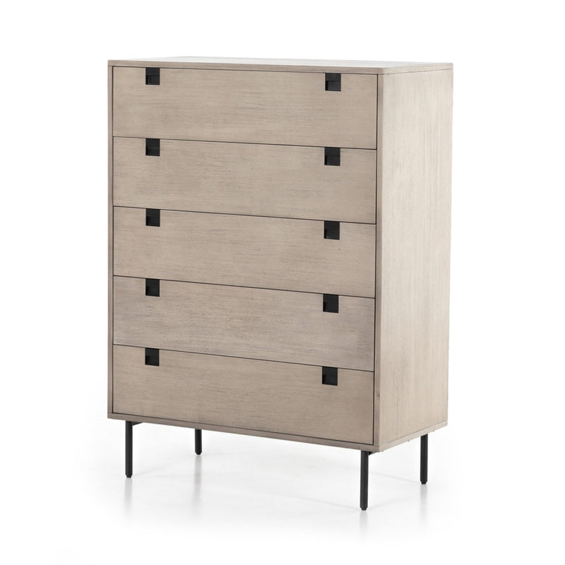 Carly 5 Drawer Dresser Grey Wash Angled View VPTN-184
