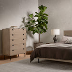 Carly 5 Drawer Dresser Grey Wash Staged View in Bedroom Setting VPTN-184
