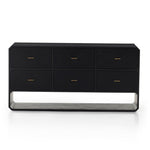 Caspian 6 Drawer Dresser-Black Ash Veneer complete front view