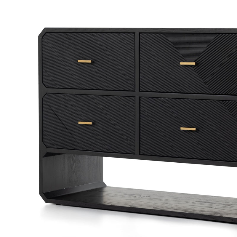 Caspian 6 Drawer Dresser-Black Ash close up left front view