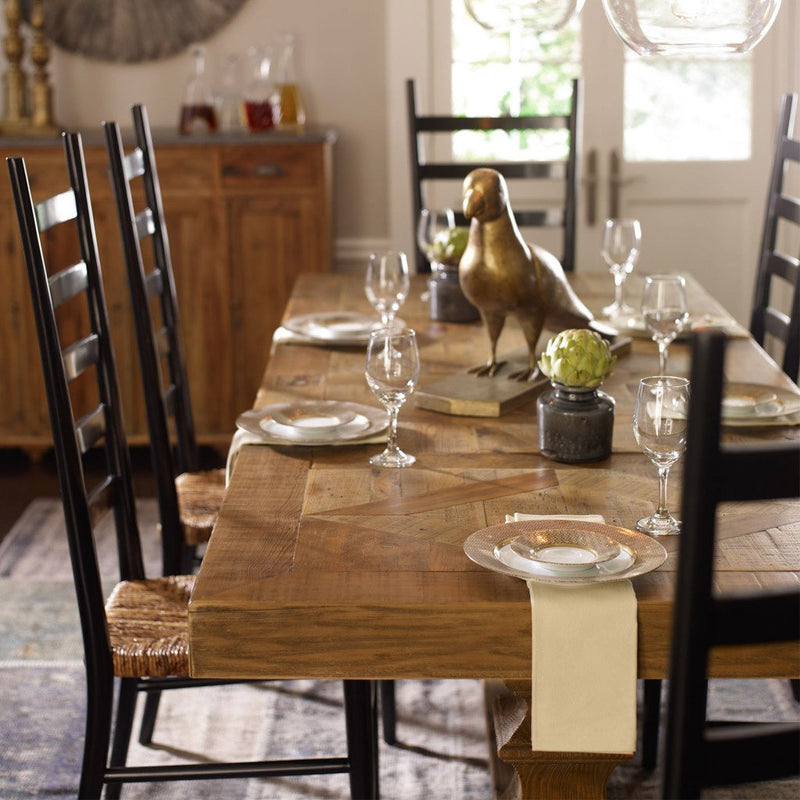 castle dining table with inlaid design