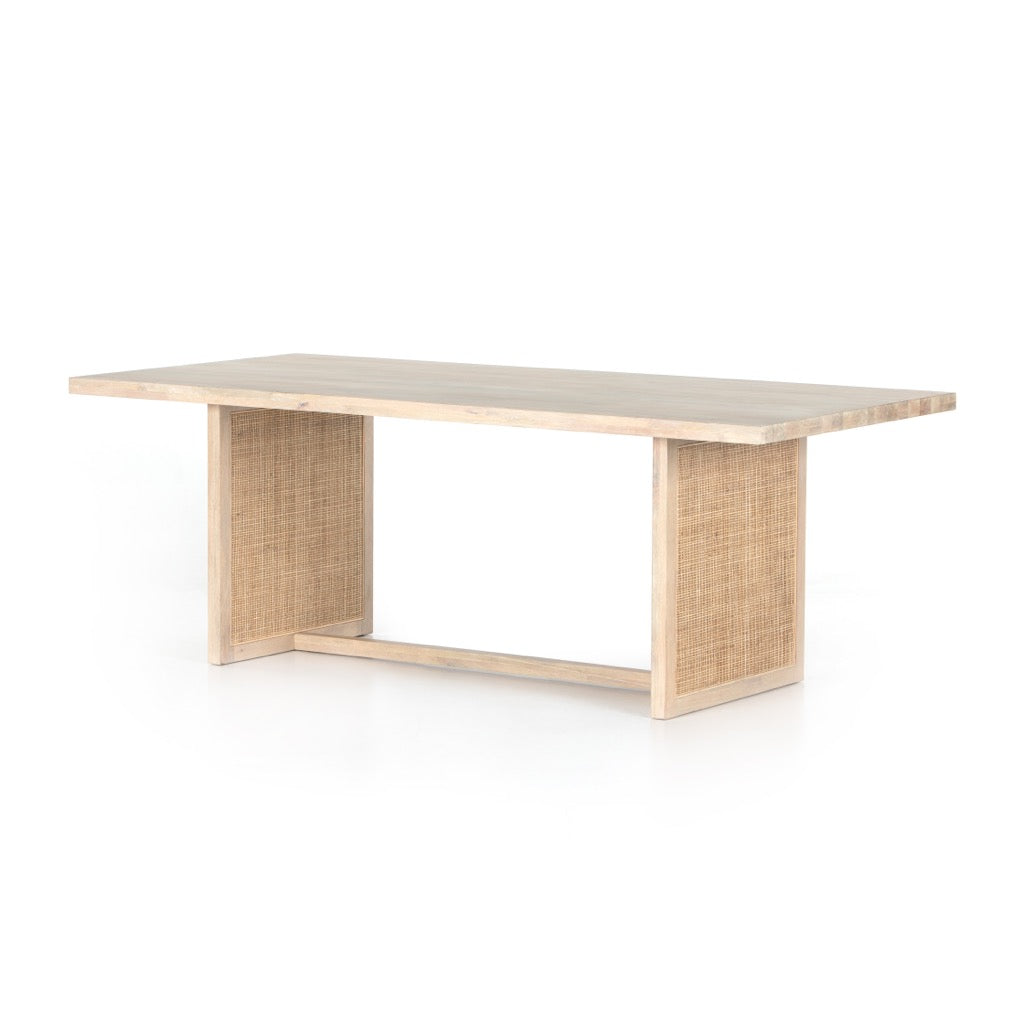 Clarita Dining Table - White Wash Mango angled view