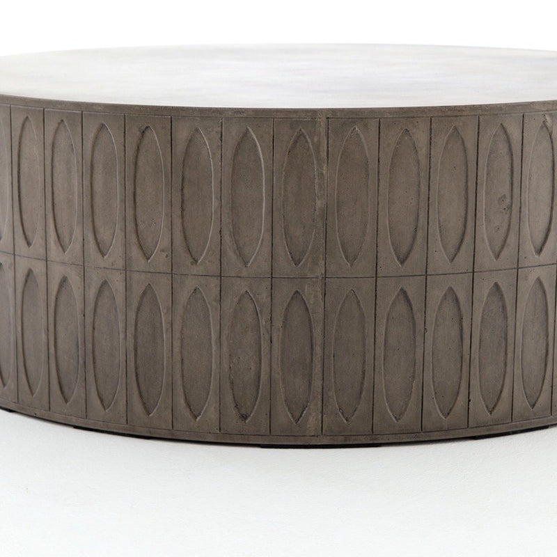 Colorado Drum Coffee Table Grey Concrete Etched