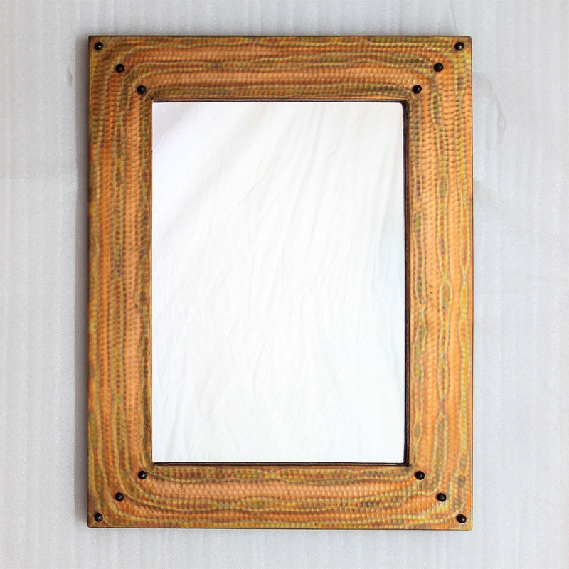 Hammered copper bathroom mirror