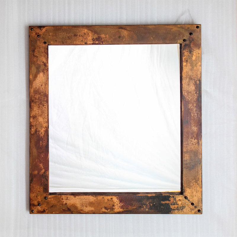 Hammered copper entryway mirror - 34" x 31"