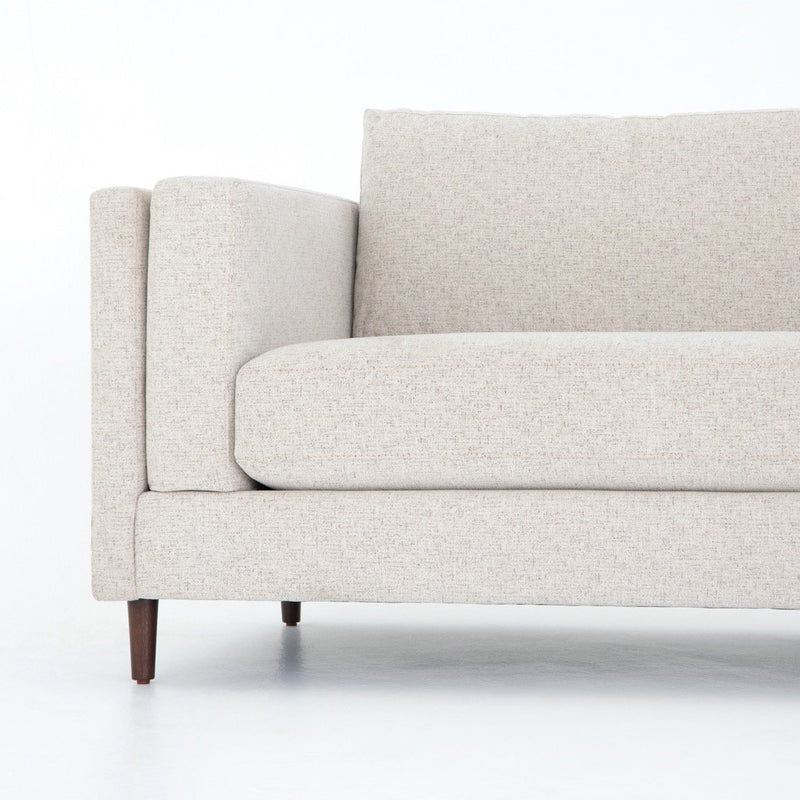 Elijah 92" Sofa Clancy Beige Performance Fabric Close Up Corner View