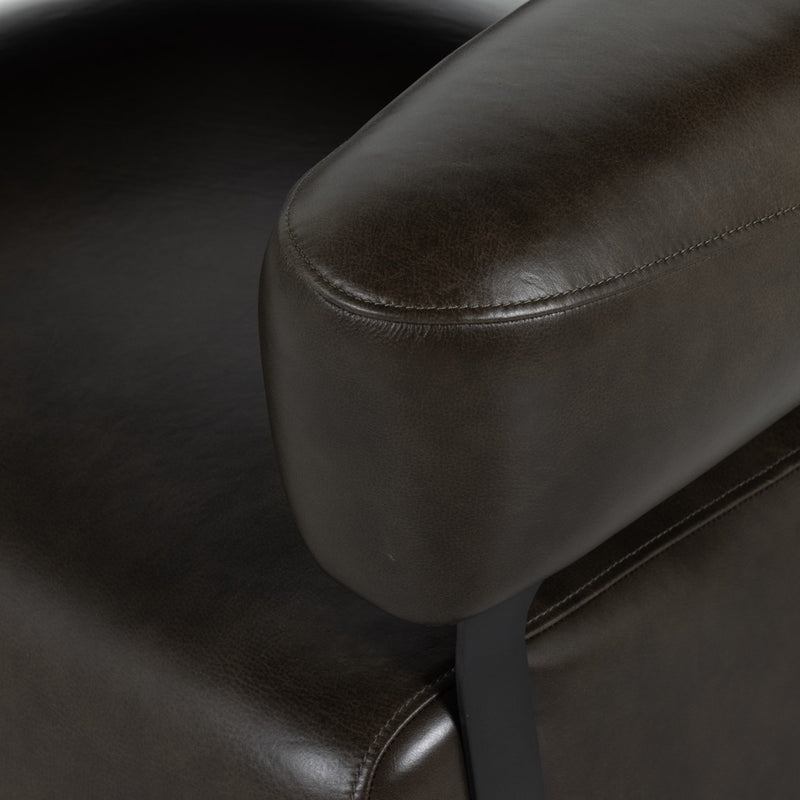 Gareth Swivel Chair Deacon Wolf Top Grain Leather Armrest