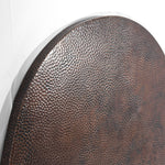 Detail view of Oval Copper Tabletop - Dark Brown Sanded Finish - Artesanos