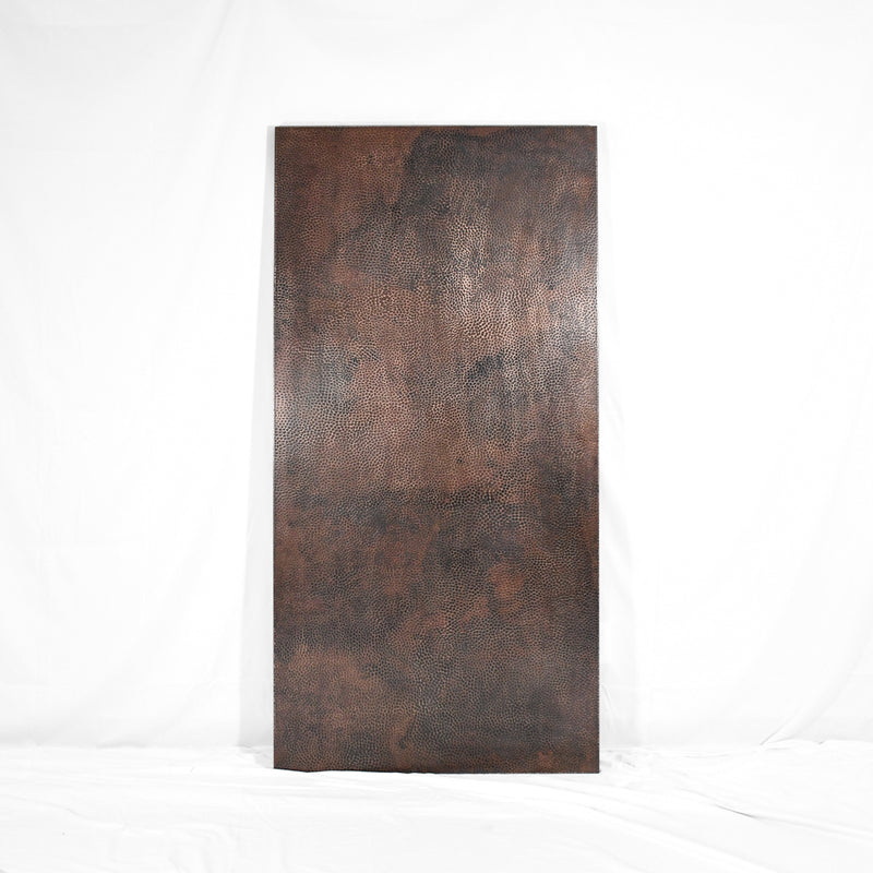 Hammered Copper Rectangle Tabletop - Dark Bright Patina - Artesanos