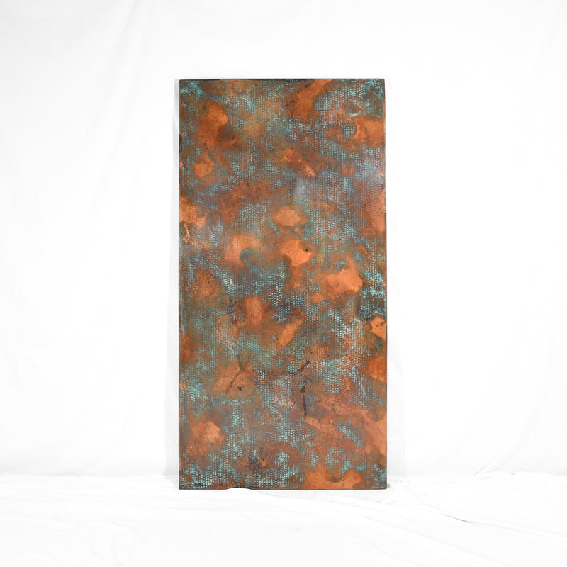 Hammered Copper Rectangle Tabletop - Verde Medley Finish - Artesanos