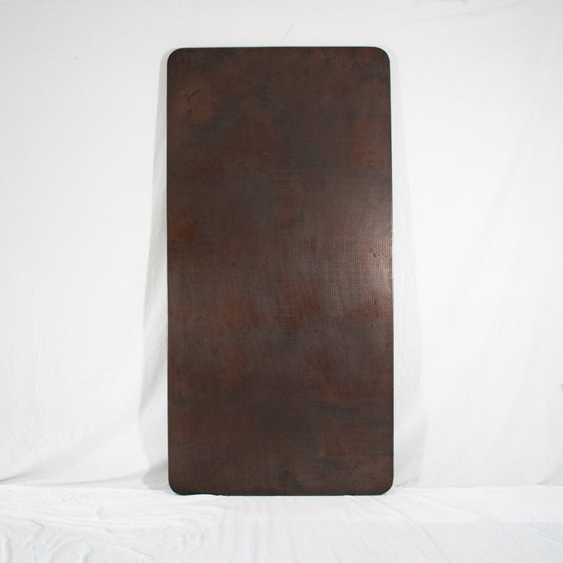 Hammered Copper Rounded Rectangle Tabletop - Dark Brown Copper