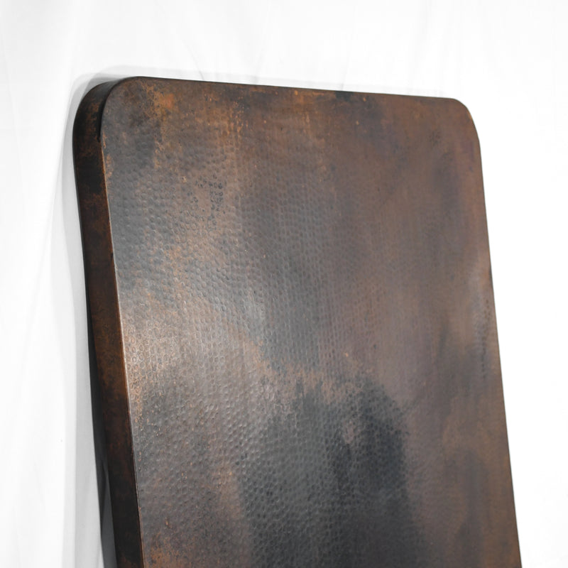 Detail view of Hammered Copper Rounded Rectangle Tabletop - Dark Natural - Artesanos