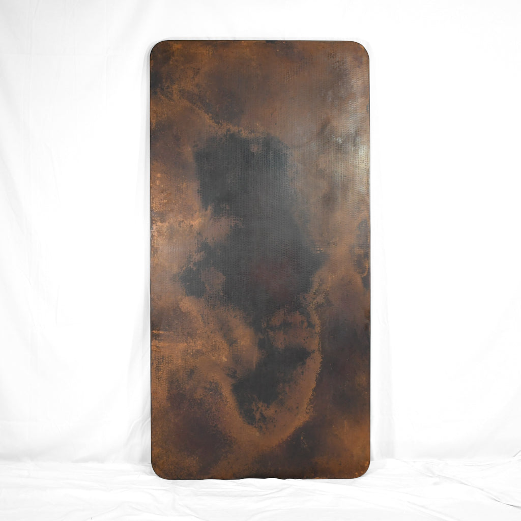 Hammered Copper Rounded Rectangle Tabletop - Dark Natural - Artesanos