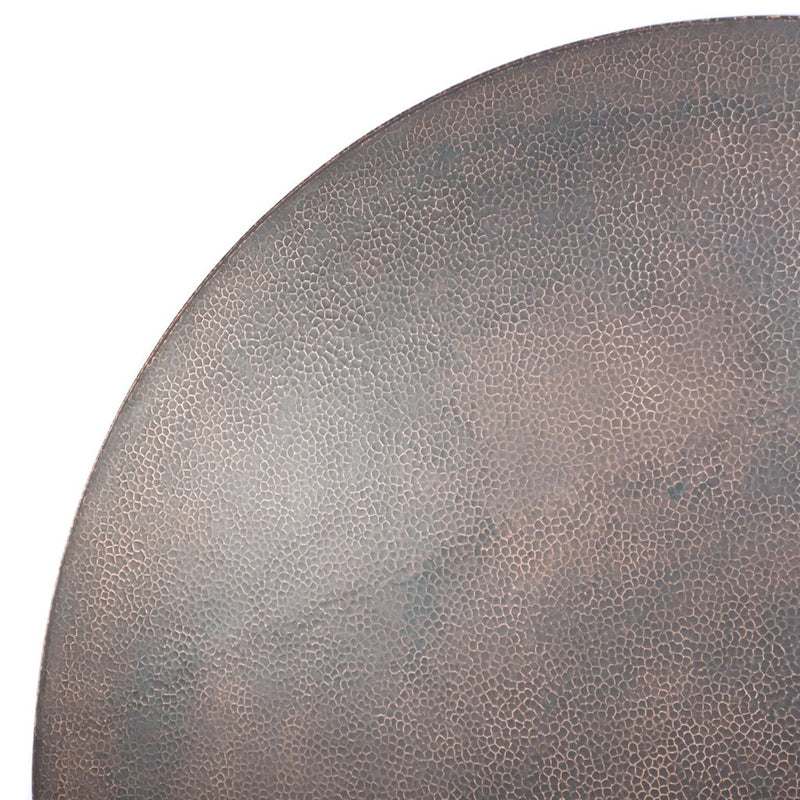 Hammered Copper Round Tabletop - Dark Brown Sanded