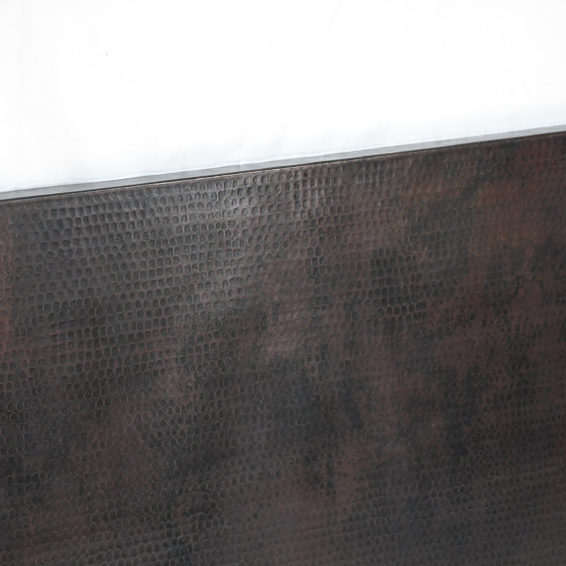 Edge view of Square Copper Tabletop - Dark Copper Finish with Hammered Texture - Artesanos