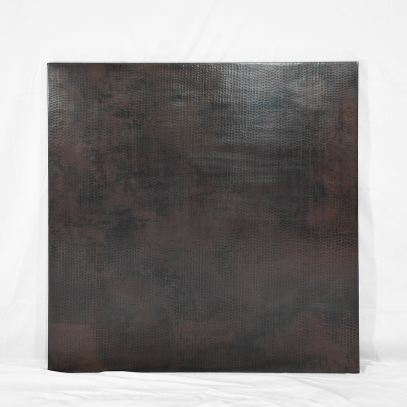 Front view of Square Copper Tabletop - Dark Copper Finish with Hammered Texture - Artesanos