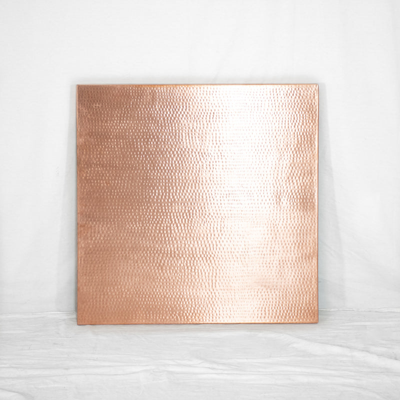 Hammered Copper Square Tabletop - Raw Copper