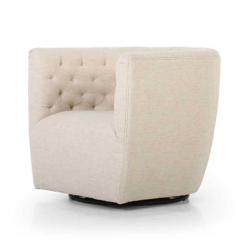 Hanover Swivel Chair Thames Cream Angled View Four Hands