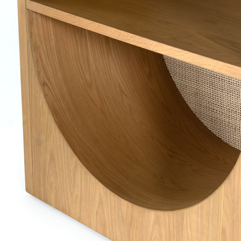 Four Hands Higgs Bookcase - Honey Oak Veneer Shelf Details