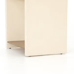 Hugo End Table Parchment White Base Angled View Four Hands