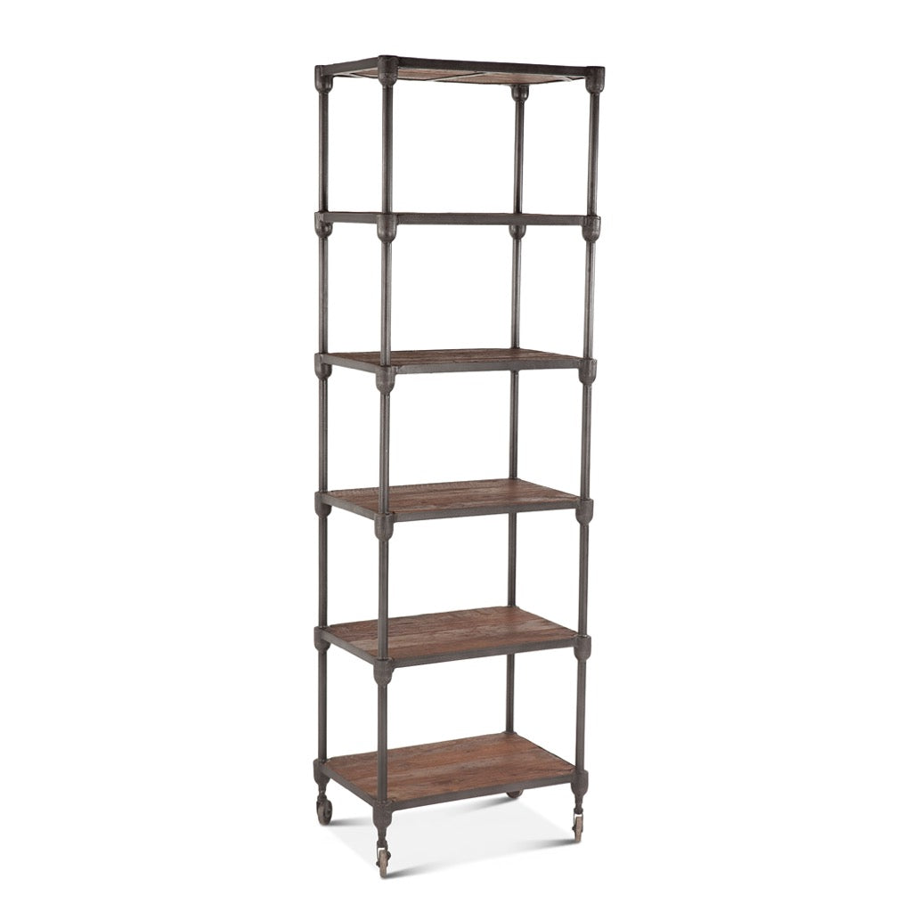 Industrial Teak Bookshelf- Home Trends & Design angled view