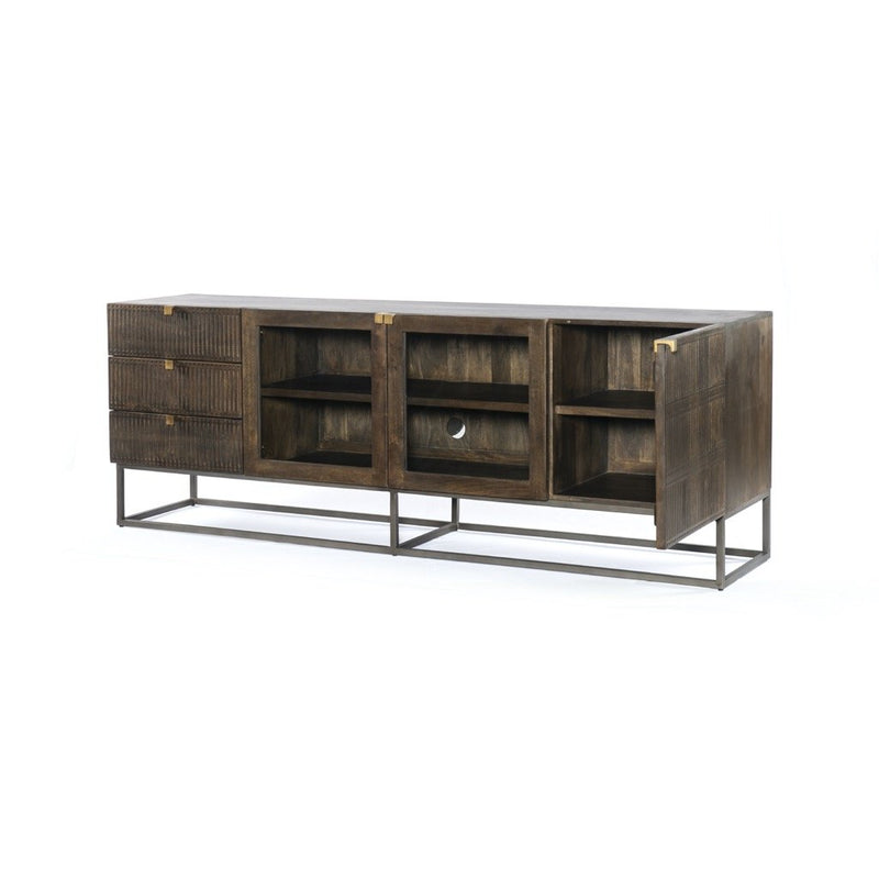 Kelby Media Console Open Cabinet