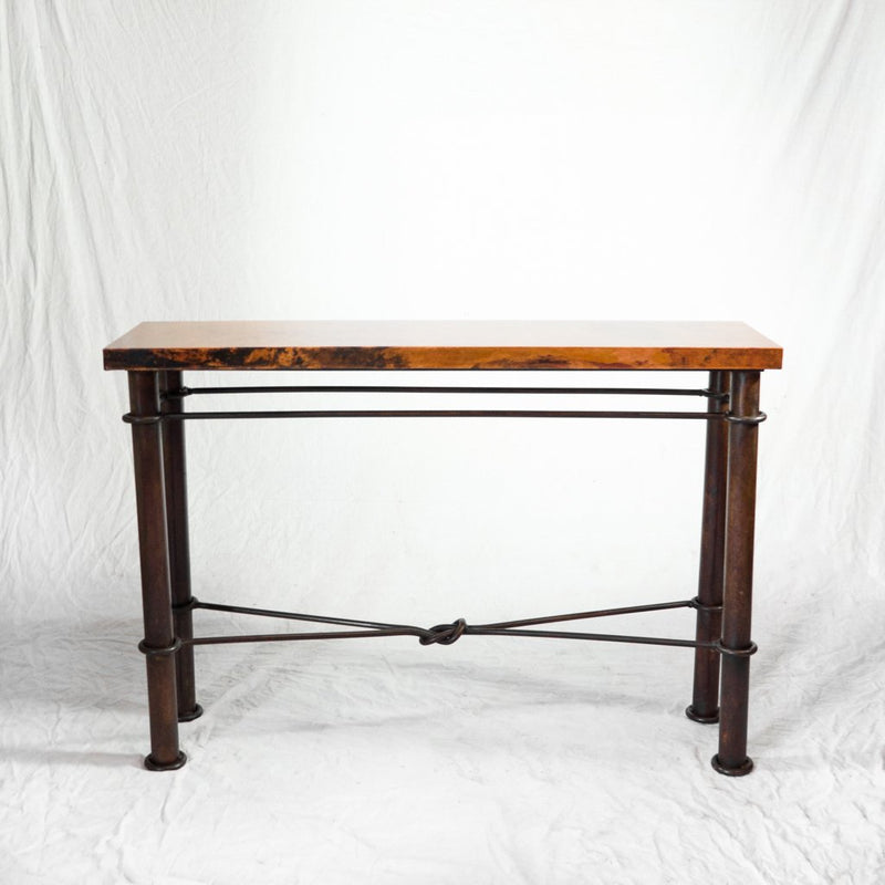 copper top console table iron base artesanos