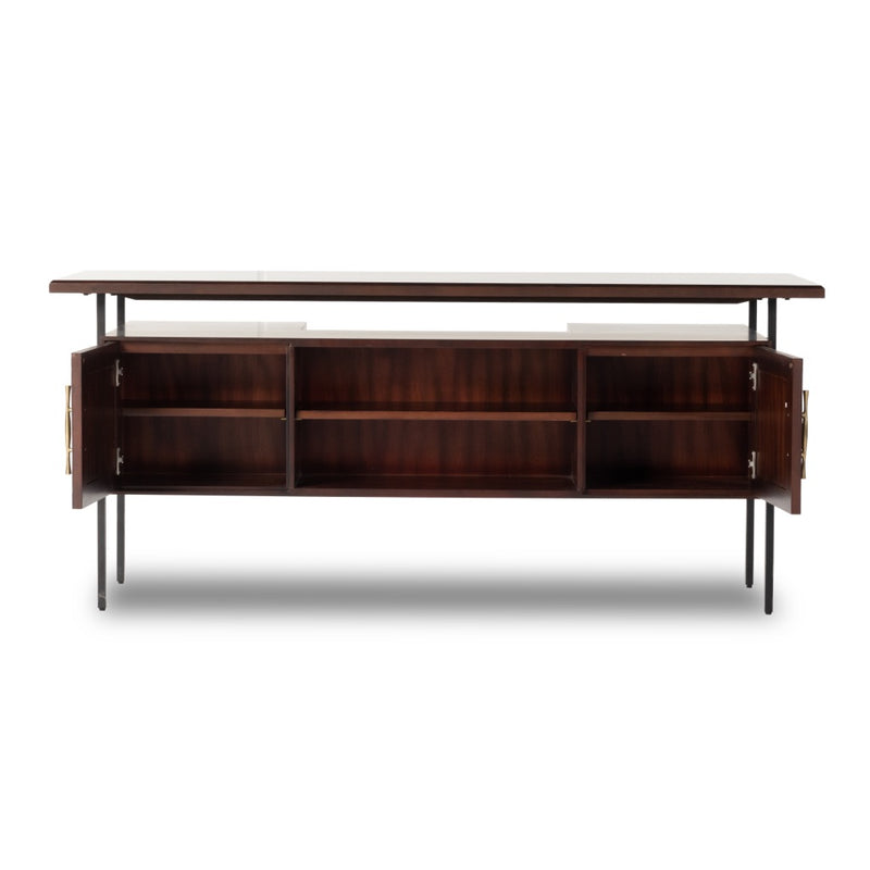 Four Hands Lauren Desk Warm Brown Acacia Open Drawers