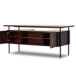 Four Hands Lauren Desk Warm Brown Acacia Open Drawers