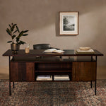 Lauren Desk Warm Brown Acacia Staged View Four Hands