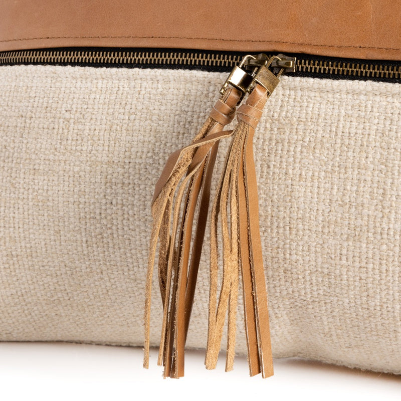 Leather & Linen Pillow Butterscotch Four Hands