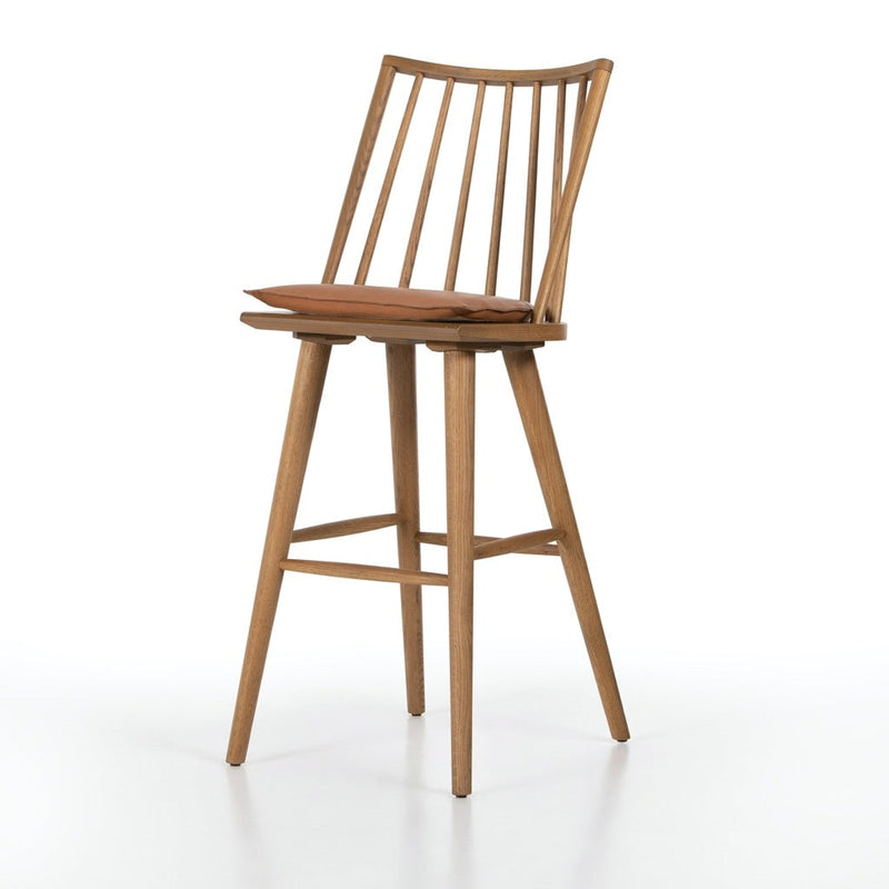 228387-007 Lewis Windsor Bar Stool with Whiskey Saddle Cushion