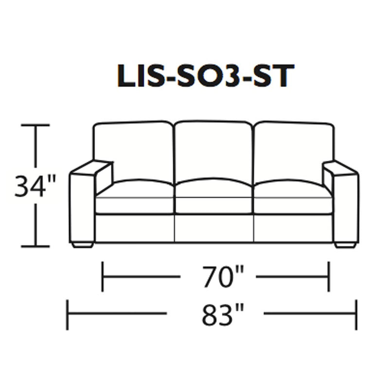 Liseben Three Seat Leather Sofa Measurements