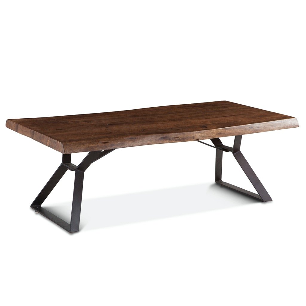 London Loft Live Edge Wood Slab Coffee Table angled view