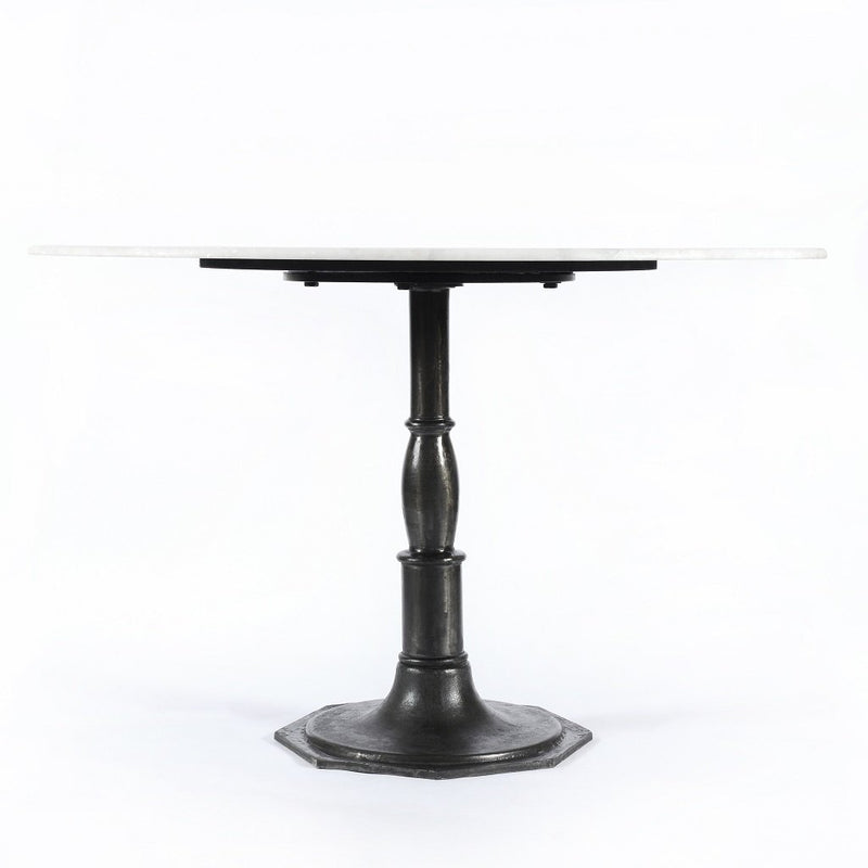 Lucy Round Dining Table - Marble/Carbo Cast Iron Pedestal Detail