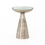 Marlow Pedestal Table Brushed Nickel Four Hands