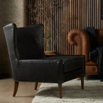 Marlow Wing Chair Vintage Black Staged Image