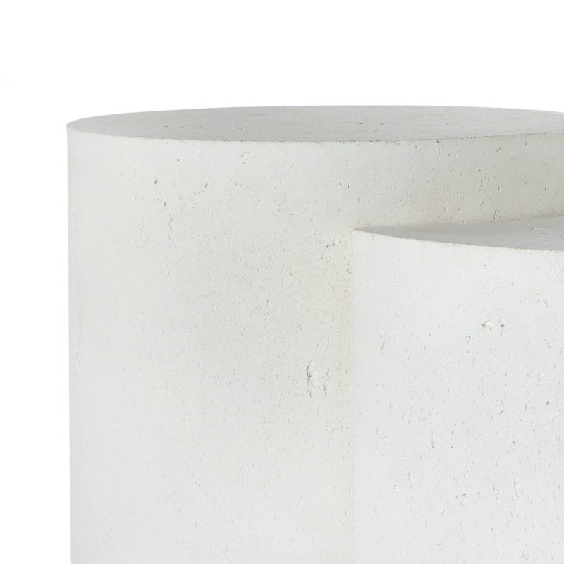 Meza Nesting Coffee Table - Textured White Two Tiers Detail