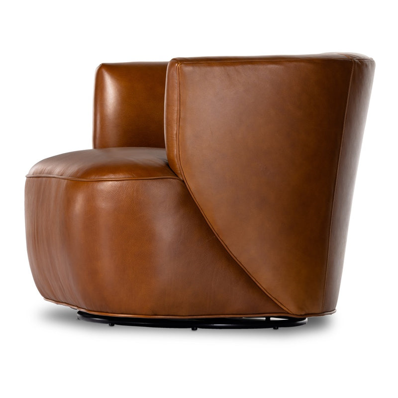 Mila Swivel Chair Riviera Cognac Angled View 107195-018
